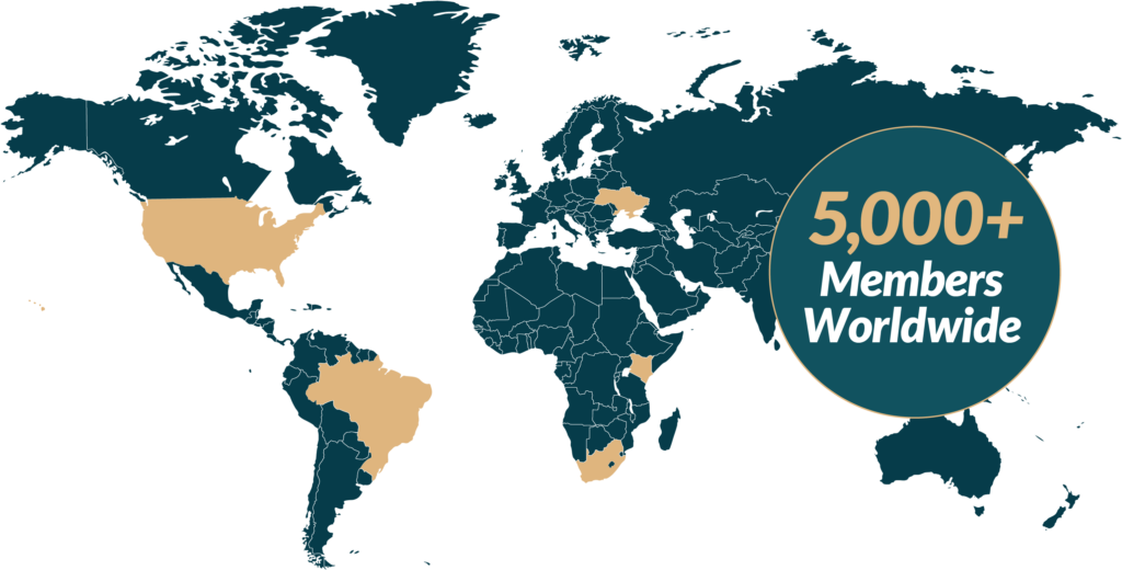 5,000+ Members worldwide global map